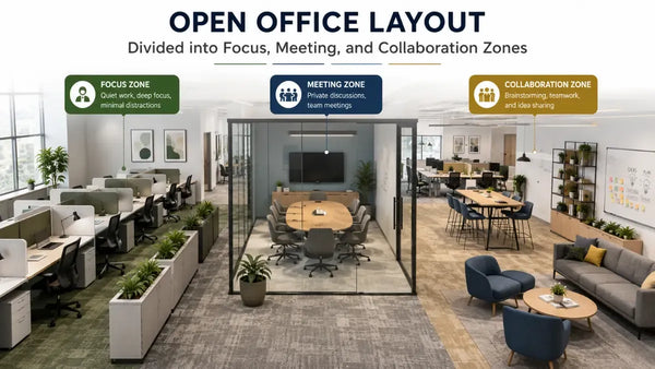Office zoning for focus, meeting, and collaboration areas