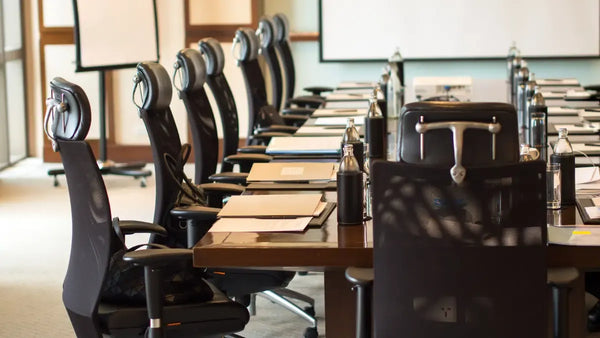 Modern office workspace featuring affordable ergonomic office furniture and conference room furniture in Chicago.